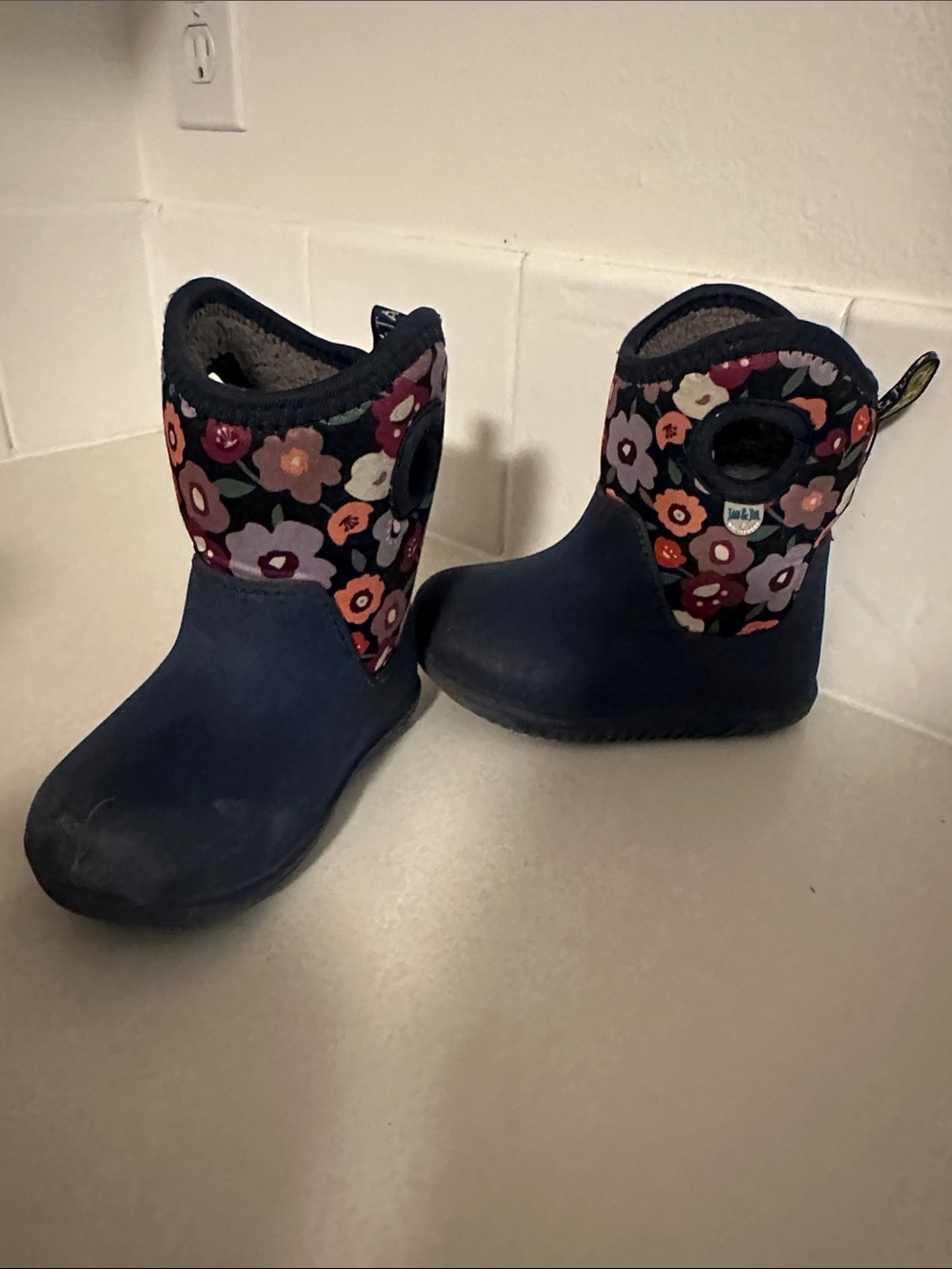 Kids Floral Purple Winter Boots